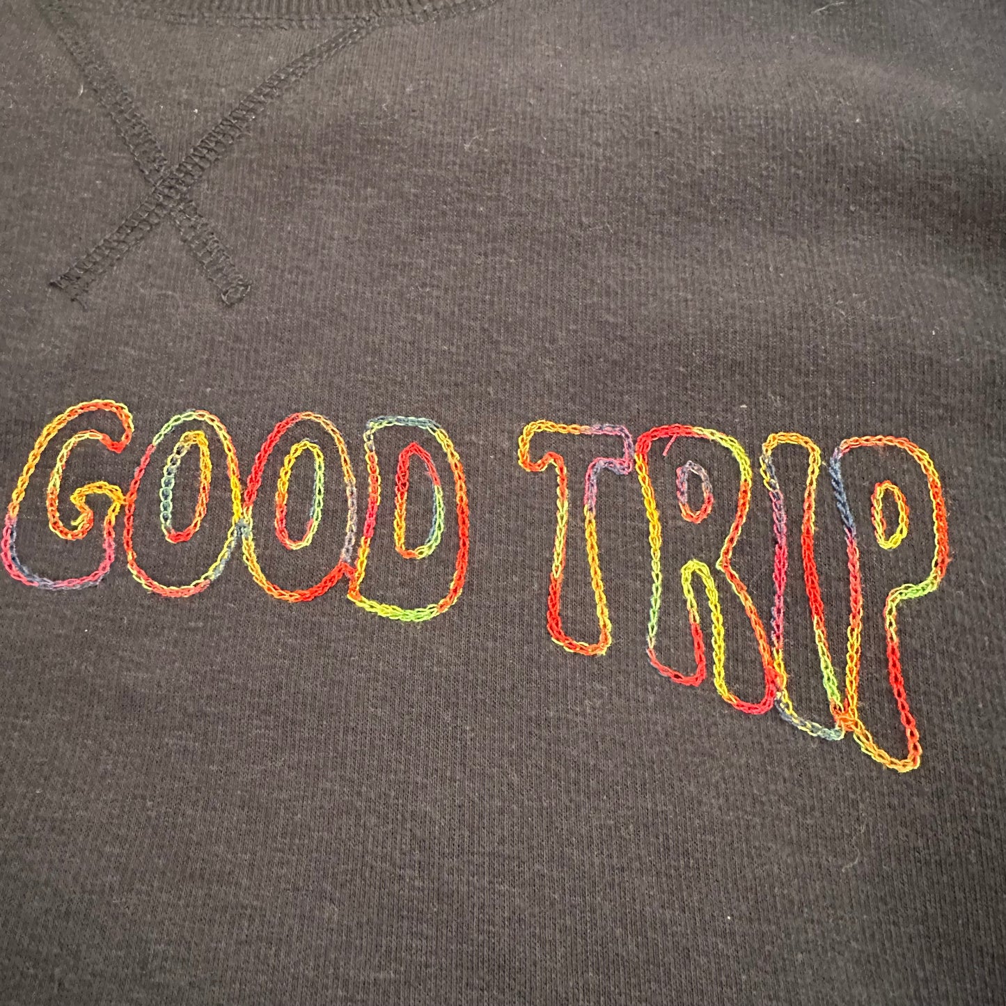 1/1 Upcycled & Embroidered RAINBOW Crewneck