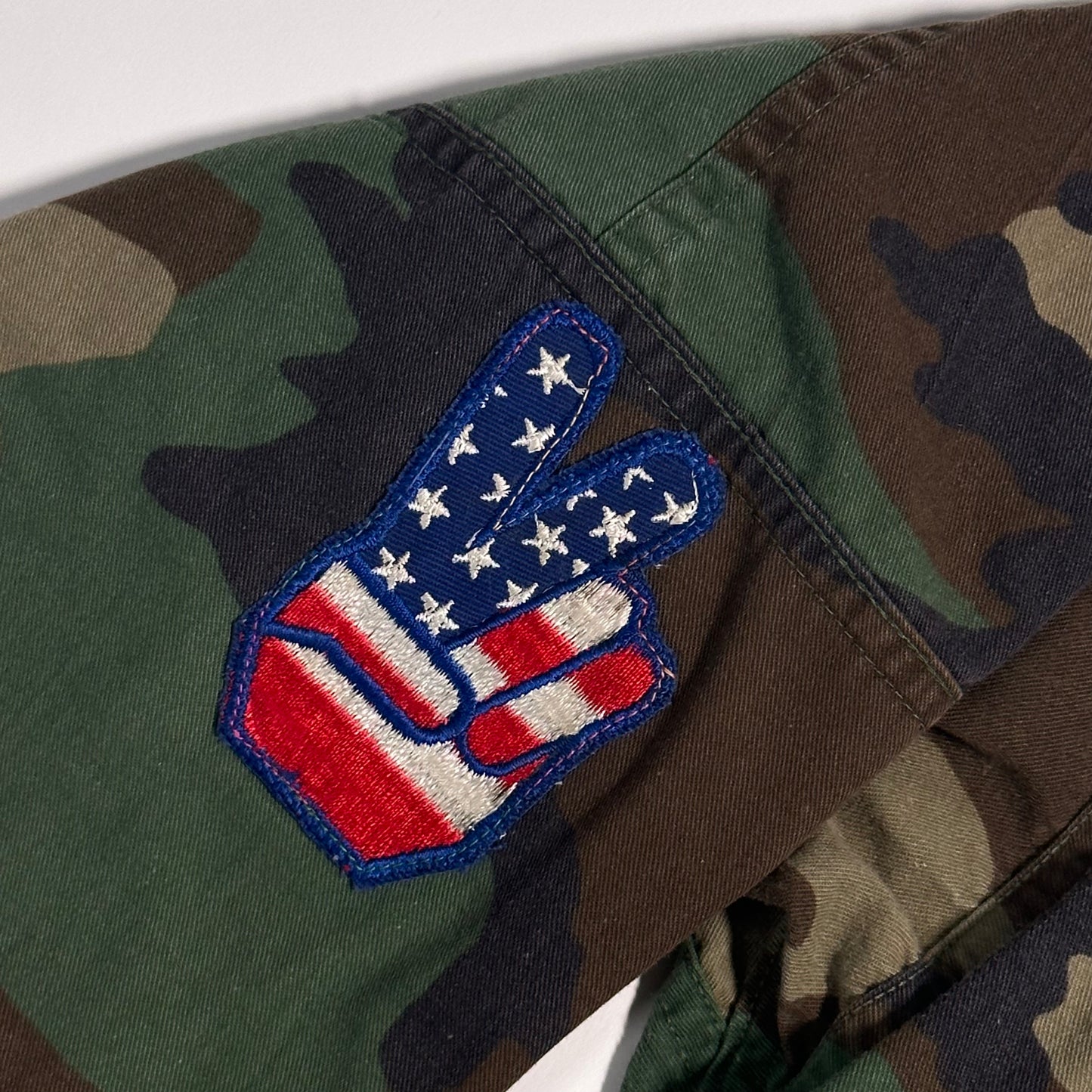 1/1 Upcycled Army Jacket w/ Custom Embroidery & Vintage 60's Patches