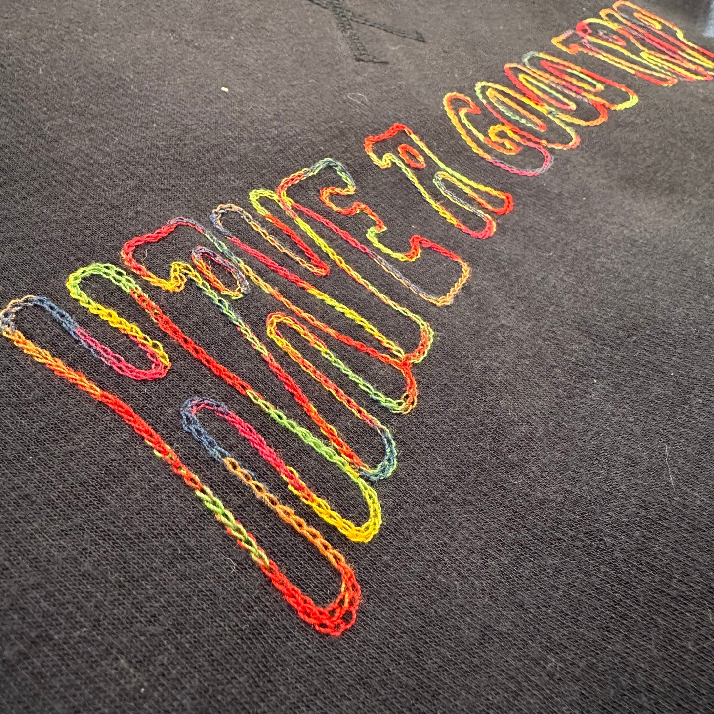 1/1 Upcycled & Embroidered RAINBOW Crewneck