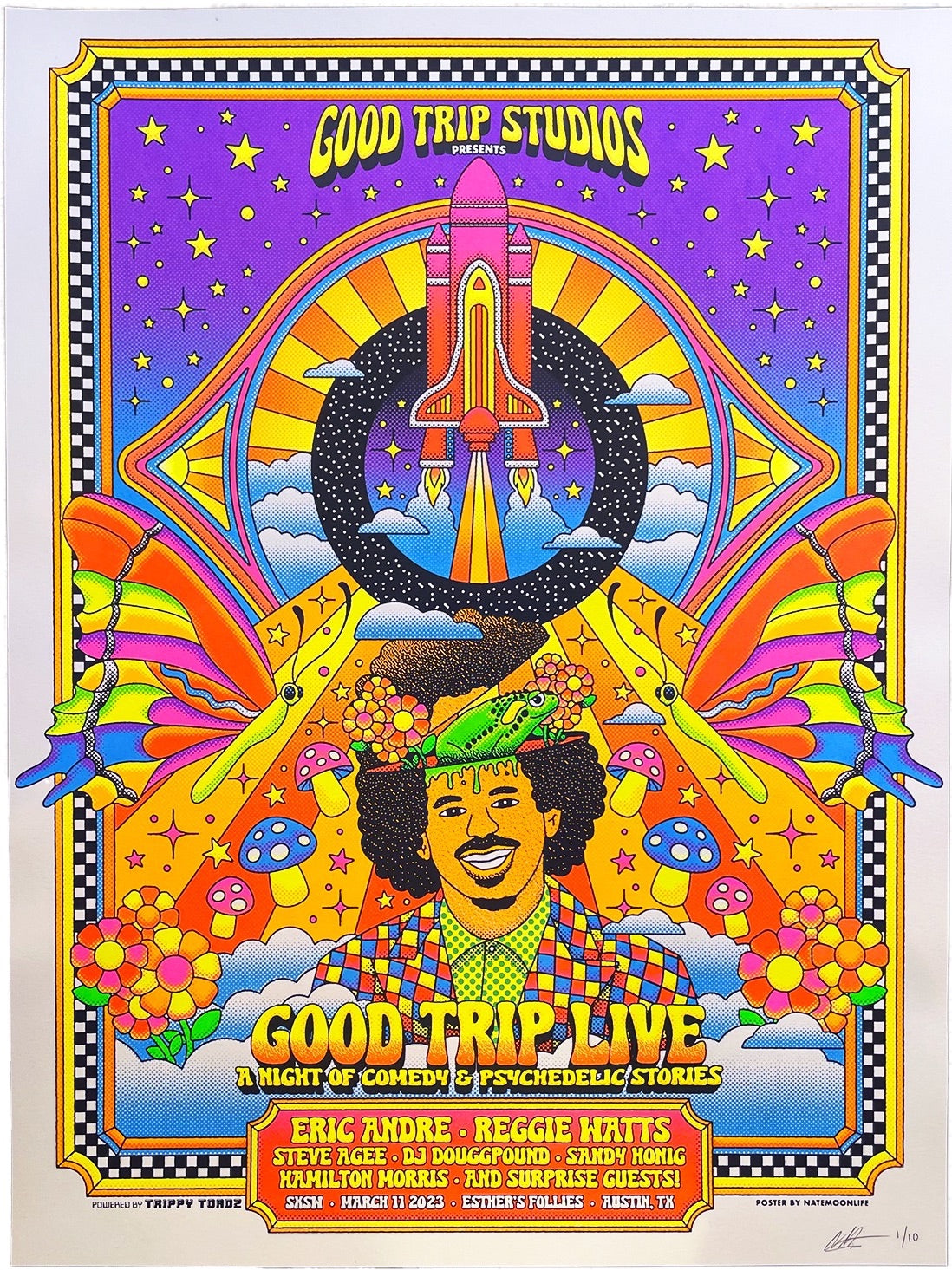 Good Trip Live X SXSW Blacklight Show Poster by Natemoonlife